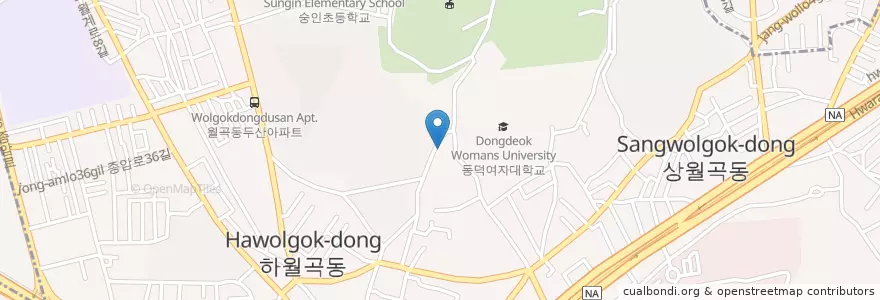 Mapa de ubicacion de 월곡우편취급국 en 대한민국, 서울, 성북구, 월곡1동, 월곡2동.
