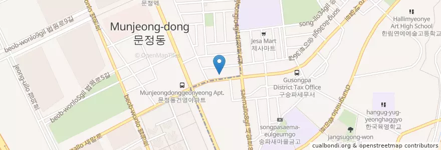 Mapa de ubicacion de Munjeonggeonyeong Postal Agency en South Korea, Seoul, Songpa-Gu.