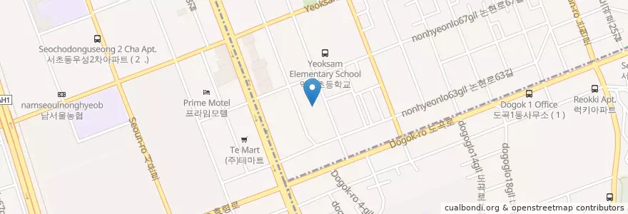 Mapa de ubicacion de 서울역삼우성우편취급국 en Республика Корея, Сеул, 서초구, 역삼동, 역삼1동.