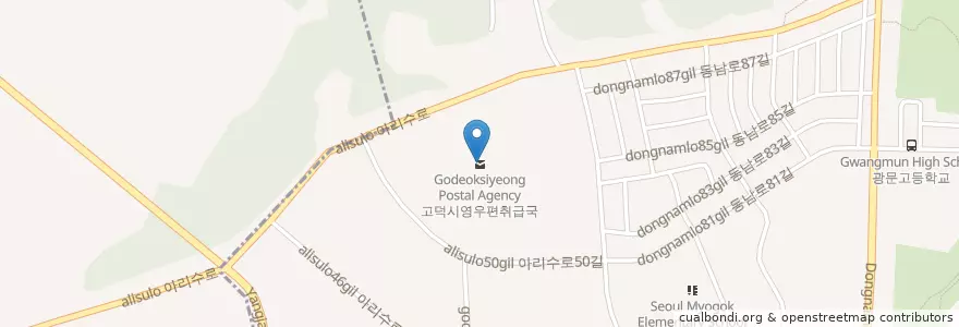 Mapa de ubicacion de 고덕시영우편취급국 en 대한민국, 서울, 강동구, 고덕동, 고덕1동.