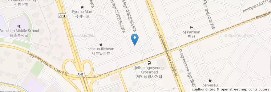 Mapa de ubicacion de 반포1동우편취급국 en Corée Du Sud, Séoul, 서초구, 반포1동.
