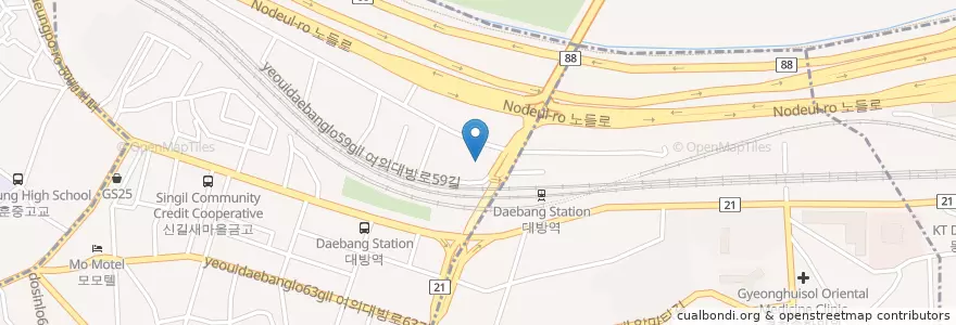 Mapa de ubicacion de 신길7동우편취급국 en 대한민국, 서울, 영등포구, 신길7동.