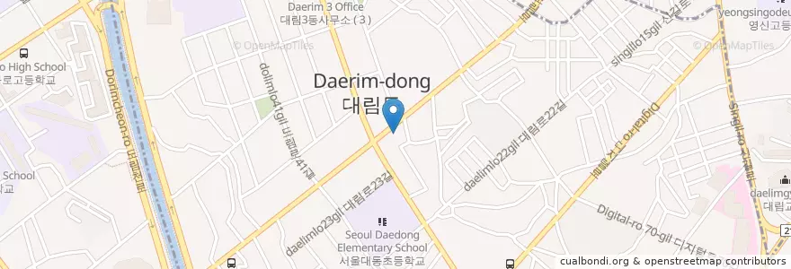 Mapa de ubicacion de 대림1동우편취급국 en کره جنوبی, سئول, 영등포구, 대림1동.