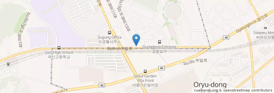 Mapa de ubicacion de 궁동우편취급국 en Zuid-Korea, Seoel, 구로구, 오류2동.