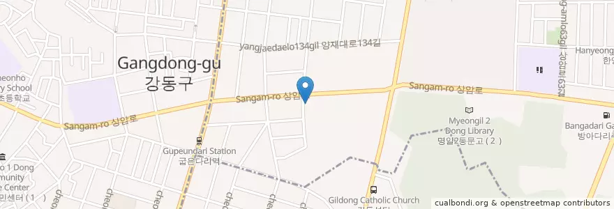 Mapa de ubicacion de 명일동삼익우편취급국 en Coreia Do Sul, Seul, 강동구, 명일동, 명일1동.