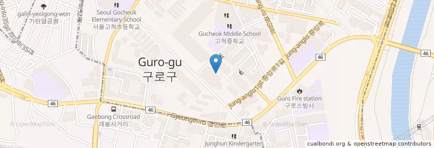 Mapa de ubicacion de 고척1동우편취급국 en کره جنوبی, سئول, 구로구, 고척1동.
