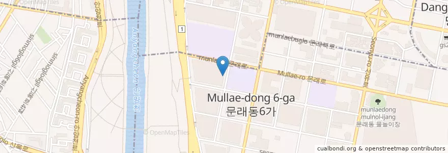Mapa de ubicacion de 서울문래현대우편취급국 en 대한민국, 서울, 문래동.
