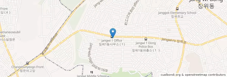 Mapa de ubicacion de 장위1동우편취급국 en کره جنوبی, سئول, 성북구, 장위1동.