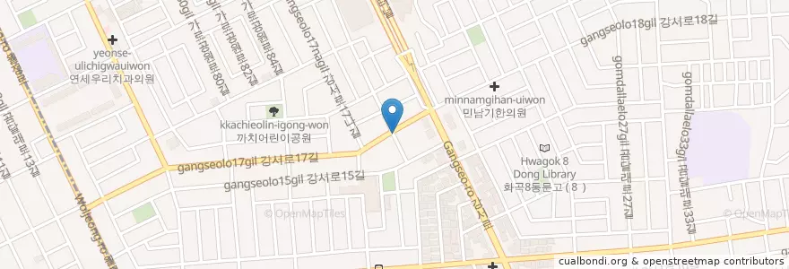 Mapa de ubicacion de 화곡1동우편취급국 en 大韓民国, ソウル, 江西区, 화곡1동.