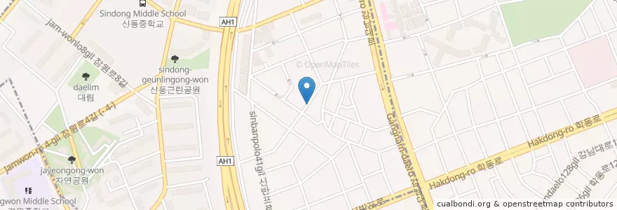 Mapa de ubicacion de 잠원한신아파트우편취급국 en 대한민국, 서울, 강남구, 서초구, 잠원동.