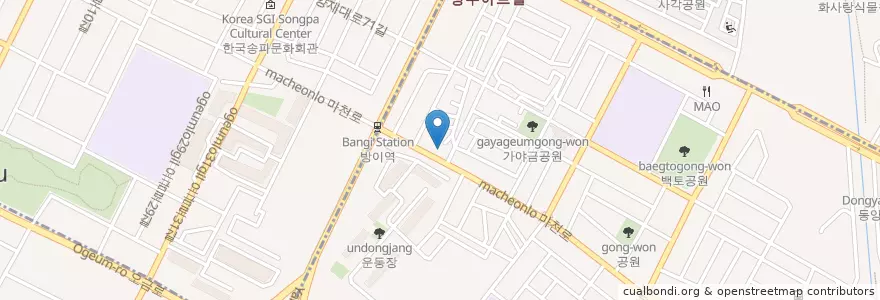 Mapa de ubicacion de 서울오금대림우편취급국 en Korea Selatan, 서울, 송파구, 오금동.