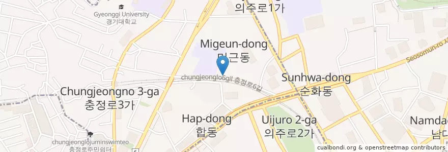 Mapa de ubicacion de 미근동우편취급국 en Corea Del Sur, Seúl, 서대문구.