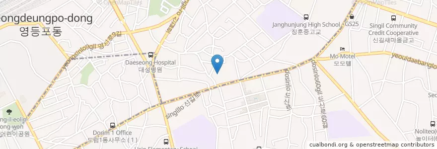 Mapa de ubicacion de 신길2동우편취급국 en Corea Del Sud, Seul, 영등포구.