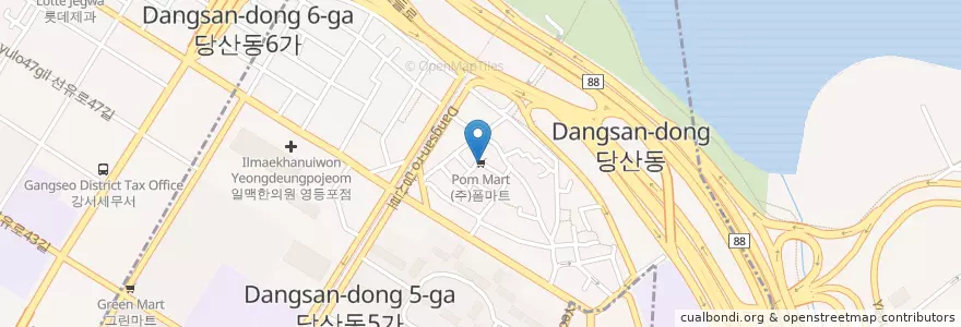 Mapa de ubicacion de 영등포시범아파트우편취급국 en Güney Kore, Seul, 영등포구, 당산2동.