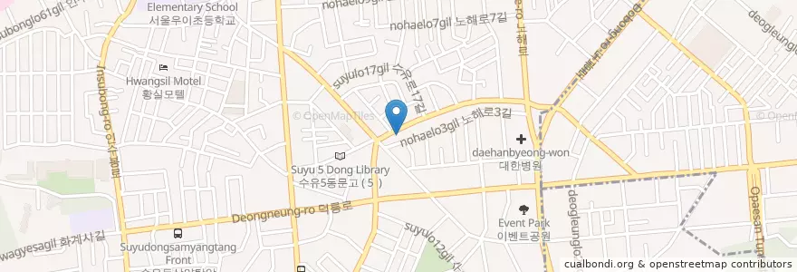 Mapa de ubicacion de 수유5동우편취급국 en Güney Kore, Seul, 강북구, 인수동.