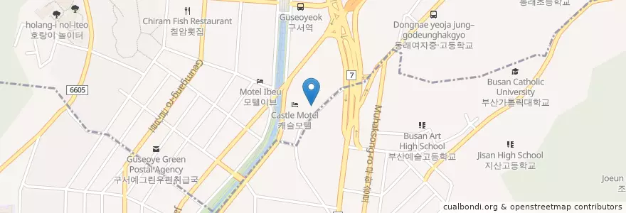Mapa de ubicacion de 부산 금정우체국 en كوريا الجنوبية, بسان, 금정구.