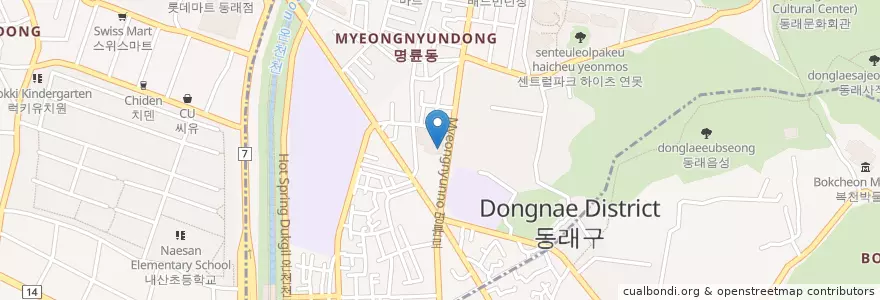 Mapa de ubicacion de 동래우체국 en Республика Корея, Пусан, 동래구, 명륜동.