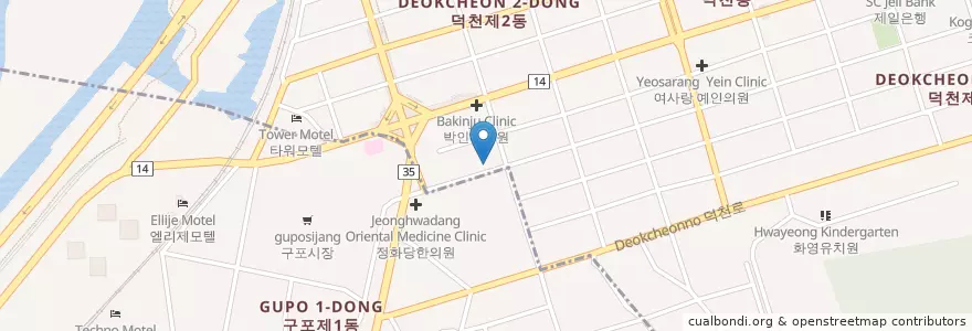 Mapa de ubicacion de 덕천2동우체국 en 대한민국, 부산, 북구, 덕천동.