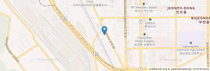 Mapa de ubicacion de 부전2동우체국 en کره جنوبی, بوسان, 부산진구, 부전동.