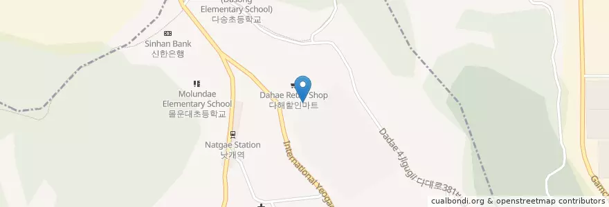 Mapa de ubicacion de 다대2동우체국 en کره جنوبی, بوسان, 사하구, 다대동.