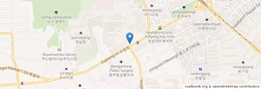 Mapa de ubicacion de 부경대학교우체국 en Corée Du Sud, Busan, 남구, 대연동.