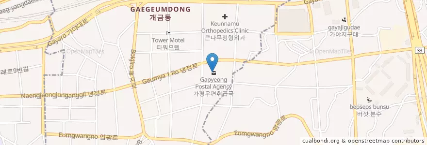 Mapa de ubicacion de 가평우편취급국 en Corée Du Sud, Busan, 부산진구, 개금동.