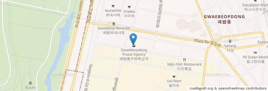 Mapa de ubicacion de 괘법동우편취급국 en کره جنوبی, بوسان, 사상구, 괘법동.