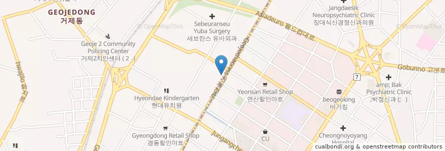 Mapa de ubicacion de 연화우편취급국 en 大韓民国, 釜山, 蓮堤区, 巨堤洞.