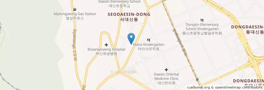 Mapa de ubicacion de 부산구덕우편취급국 en كوريا الجنوبية, بسان, 서구, 서대신동.