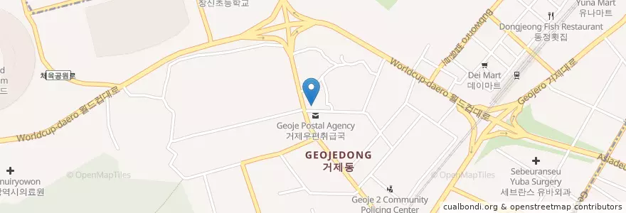 Mapa de ubicacion de 거제우편취급국 en 大韓民国, 釜山, 蓮堤区, 巨堤洞.