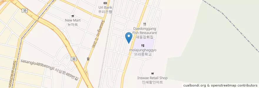 Mapa de ubicacion de 모라우성우편취급국 en 대한민국, 부산, 사상구, 모라동.