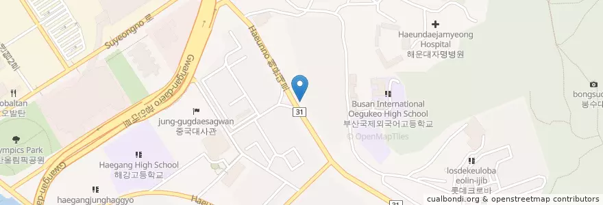 Mapa de ubicacion de 우2동우편취급국 en Korea Selatan, 부산, 해운대구, 우동.