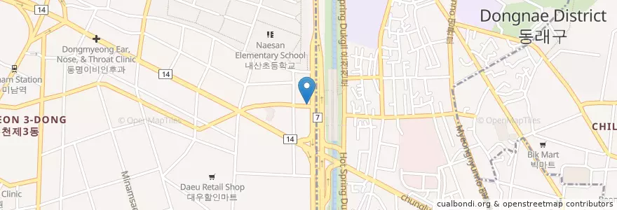 Mapa de ubicacion de 동부우편취급국 en Korea Selatan, 부산, 동래구, 온천동.