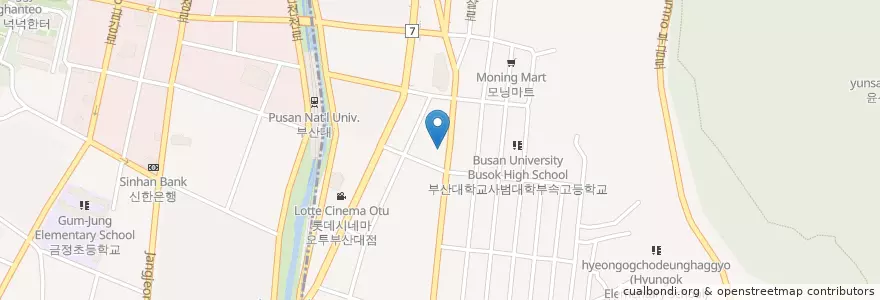 Mapa de ubicacion de 부곡2동 우편취급국 en Güney Kore, Busan, 금정구, 부곡동.