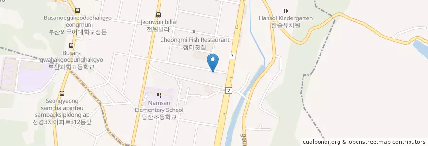 Mapa de ubicacion de 남산신암우편취급국 en Zuid-Korea, Busan, 금정구, 남산동.