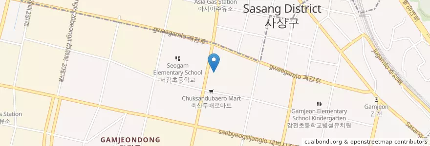 Mapa de ubicacion de 감전2동우편취급국 en Korea Selatan, 부산, 사상구, 감전동.
