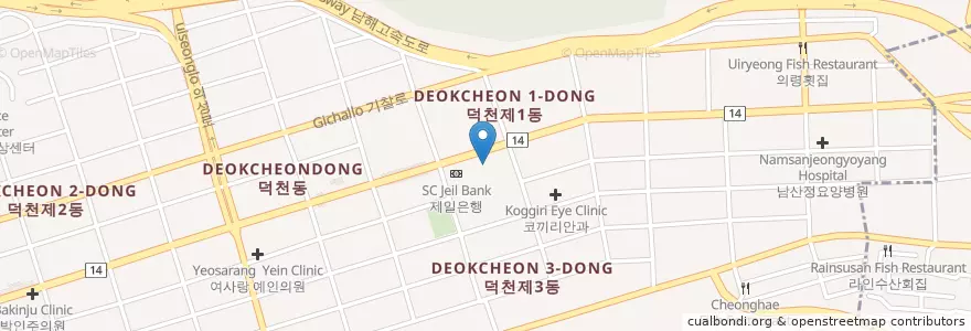 Mapa de ubicacion de 덕천동우편취급국 en Coreia Do Sul, Busan, 북구, 덕천동.