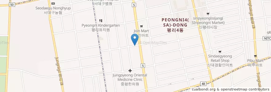 Mapa de ubicacion de 서대구우체국 en Südkorea, Daegu, Seo-Gu.