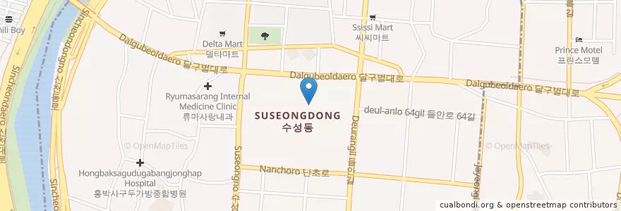 Mapa de ubicacion de 대구수성우체국 en کره جنوبی, دائجو, 수성구, 수성동.