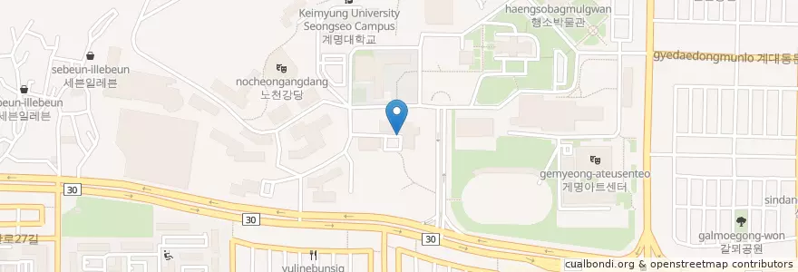 Mapa de ubicacion de 성서계명대학교우체국 en Corée Du Sud, Daegu, 달서구, 신당동.
