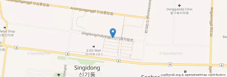 Mapa de ubicacion de 모란우편취급국 en Corea Del Sud, Daegu, 동구, 안심동.