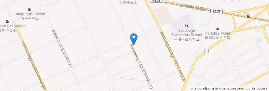 Mapa de ubicacion de 대구염색공단우편취급국 en Coreia Do Sul, Daegu, 서구, 비산동.