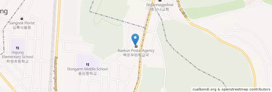Mapa de ubicacion de 백운우편취급국 en 대한민국, 인천, 남동구, 간석동.