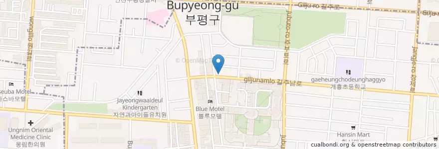 Mapa de ubicacion de Bupyeong 4 Postal Agency en South Korea, Incheon, Bupyeong-Gu, Bupyeong-Dong.