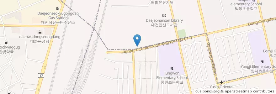 Mapa de ubicacion de 중리아파트우편취급국 en 韩国/南韓, 大田, 大德區.