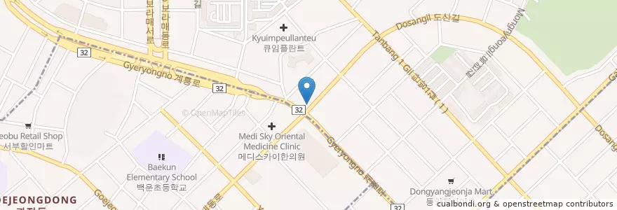 Mapa de ubicacion de 명학소우편취급국 en Coreia Do Sul, Daejeon, 서구, 탄방동.
