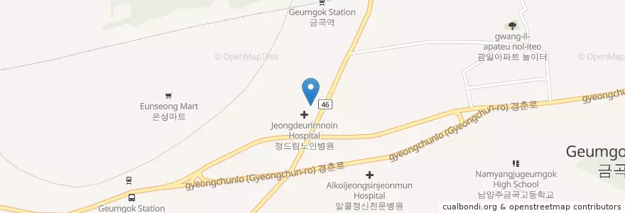 Mapa de ubicacion de 금곡우체국 en Korea Selatan, Gyeonggi, 남양주.