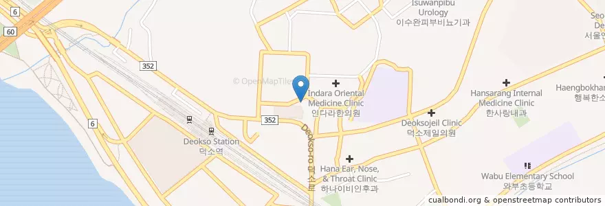 Mapa de ubicacion de 덕소우체국 en Corea Del Sud, Gyeonggi, 남양주.