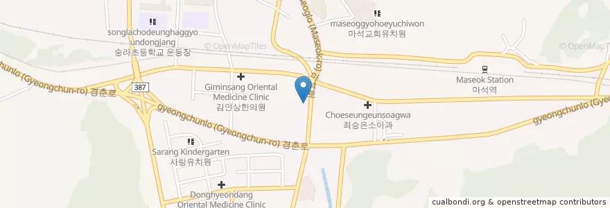 Mapa de ubicacion de 마석우체국 en 大韓民国, 京畿道, 南楊州市.