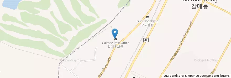 Mapa de ubicacion de 갈매우체국 en كوريا الجنوبية, 경기도, 구리시.